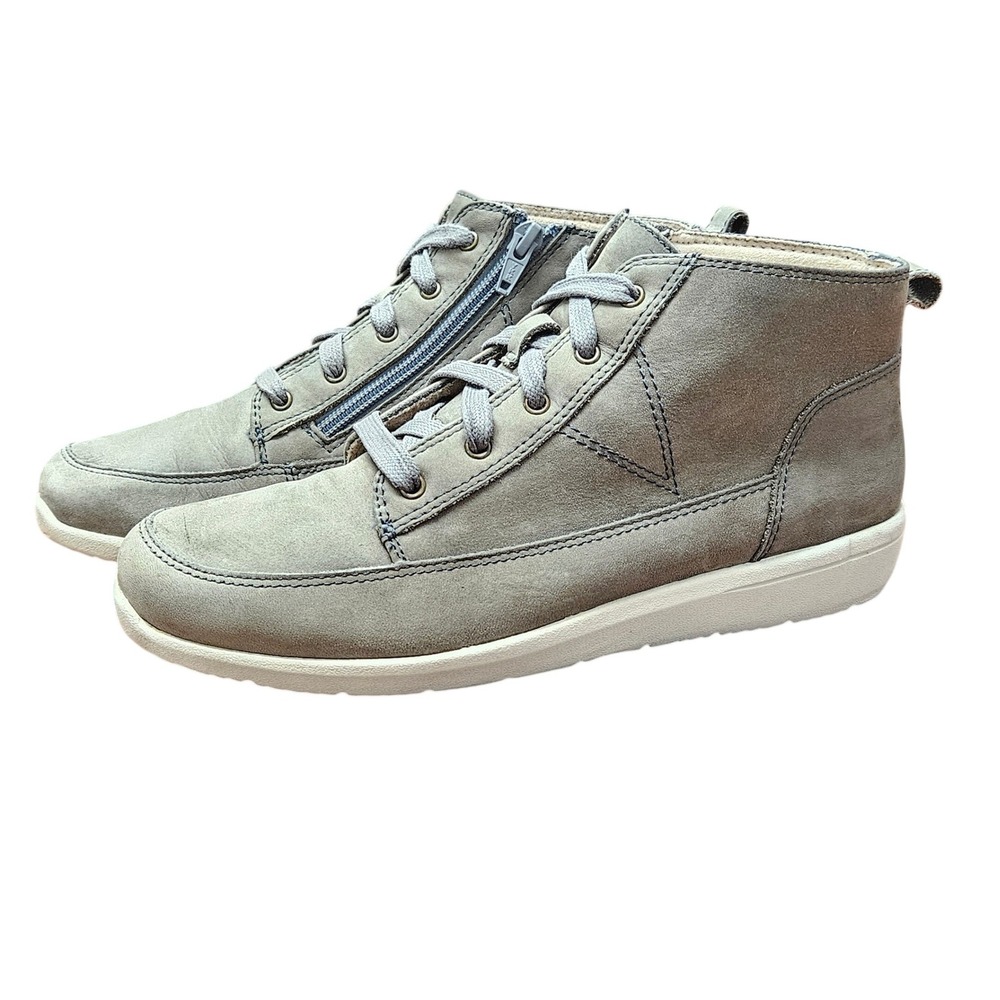 Vionic Shawna Grey Nubuck Leather Weather Resistant High Top Sneaker Boots 7.5